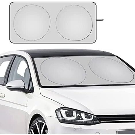 Pare - soleil de voiture, double anneau de protection solaire, isolation thermique avant enduit de tissu argenté (1/5)