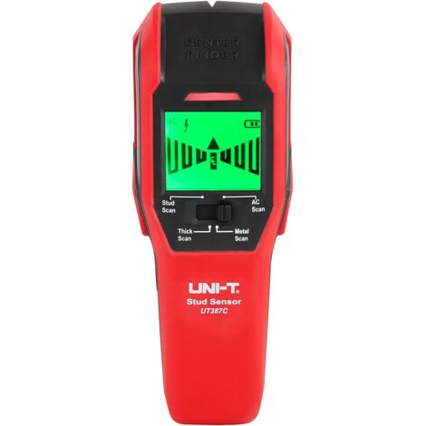 UT387C Stud Finder capteur Scanner mural, 4 en 1 détecteur de bois électrique localisation du centre de positionnement avec affichage LCD sonnerie alarme LED 4 Modes de balayage pour bois Stud métal L (1/5)
