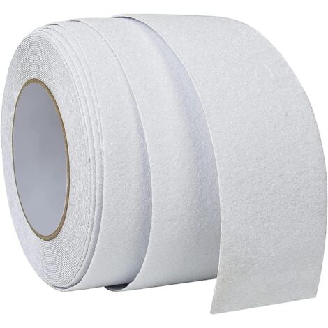 50 mm 10 mètres Ruban Traction Antidérapant, Ruban Adhésif pour Escaliers, Grain 80, Bonne Adhérence et Friction, Adhésif Abrasif Puissant pour Escaliers, Intérieur, Extérieur (Transparent) (1/4)