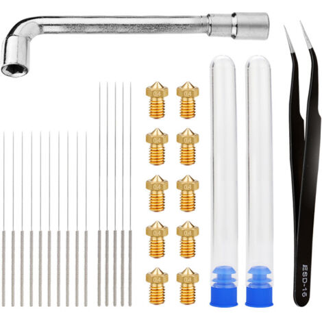 Accessoires pour imprimante 3D, e3d - V6 buse 0,4 aiguille outil de nettoyage aiguille manchon aiguille clé Kit (1/4)