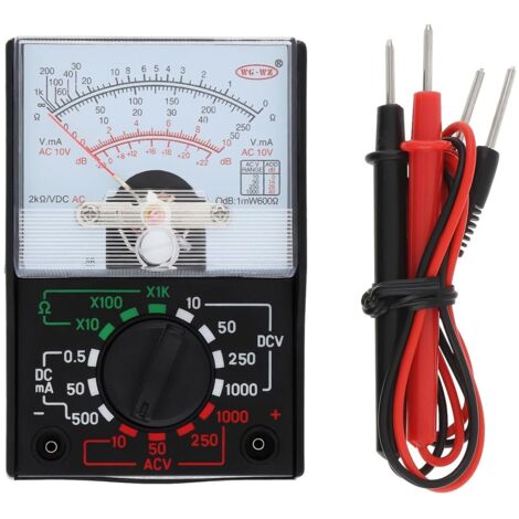 Multimètre analogique électrique AC/DC – Plage de tension 0-1000V – Courant 0-500mA – Ohmmètre x1K – Décibel -20 à +22dB (1/5)