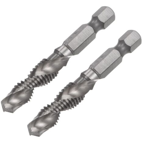 30pcs Foret et Taraud Combinés, tige hexagonale 1/4" M8 x 1,25 métrique en acier rapide non revêtu 4341 outil de taraudage de forage à flûte en spirale (1/5)