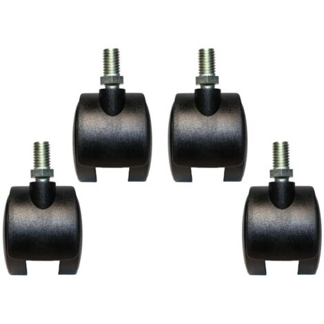 Roulettes pour chaises de bureau pivotantes, lot de 4 roues M10, 50 mm avec filetage, pour chaises de bureau, meubles, roulements doubles, sûr et durable, couleur noire. (1/5)
