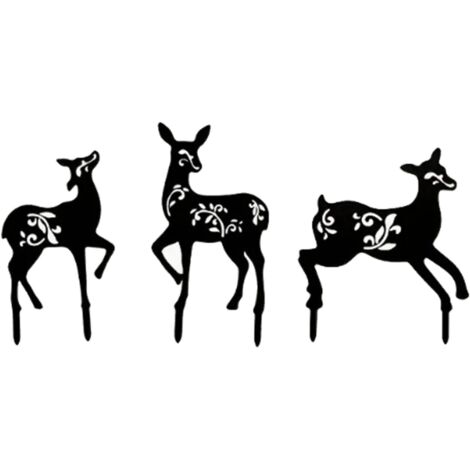 Ensemble de trois pièces de faon en fer forgé, jardin extérieur patio jardinage insertion, silhouette métal logo (1/5)