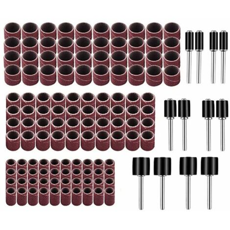 Manchons De PonçAge  Tambour Mandrin PonçAge Band Manches Manchons Abrasifs Pour Ponceuse éLectrique Tambour De PonçAge Perceuse Accessoire De PonçAge Pour Polissage Meulage Coupe Forage 132 PièCes (1/5)