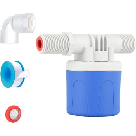 Vanne flottante automatique 1/2" - Avec bande d'étanchéité pour robinet et tuyau ondulé - Valve flottante pour réservoir de bétail, aquaculture, étang (absorption d'eau latérale) (1/5)
