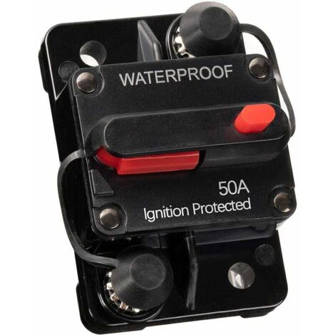 Disjoncteur de voiture étanche 50A 12V-48V DC avec porte-fusible à réinitialisation manuelle pour bateau de voiture (50A) (1/5)