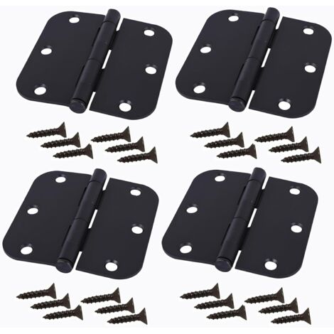 Lot de 4 3,5 Pouces Heavy Duty Hangar Porte Charnières Porte Sangle Charnières Fer Forgé Noir Quincaillerie pour Hangar en Bois Grange Porte Clôture Porte Swing Cour Porte (1/5)