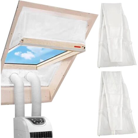 Kit de fenêtre de climatiseur Portable 90, 6 Pouces avec Joint Ventilation à Fermeture à glissière imperméable, Ruban Fixation du Vent et Panneau réglable pour l'installation la fenêt (1/5)
