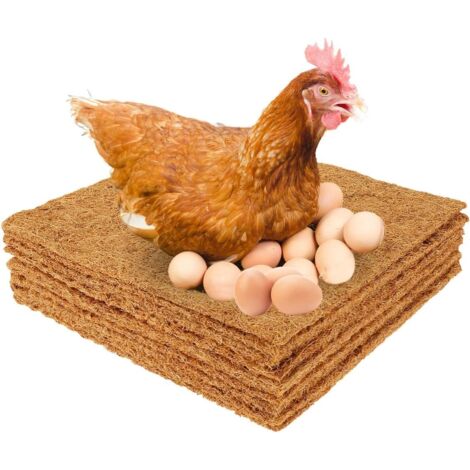Coussinets de nidification de poulet 10Pcs 12"x12", nattes de litière de nid de poules de cocotier naturelles, sacs multifonctionnels de nidification de poulet pour la ponte des œufs de poule, accesso (1/5)