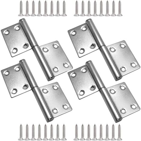 4 Pièces Charnières de Porte en Acier Inoxydable Charnières Amovibles Charnieres Meubles Pliantes Charniere Cabinet Charnières Paumelle Pour Porte Charnière avec 32 vis pour Fenêtre Placard (1/5)