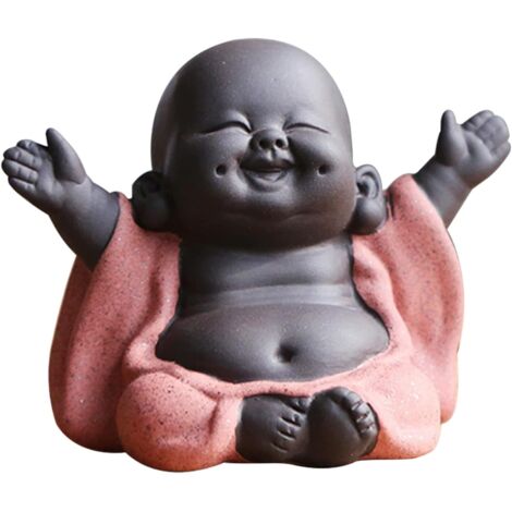 Bouddha Maitreya Riant, Statue de Bouddha en Céramique, Sculpture de thé D'ornement, Mini Ornements de Bouddha Chanceux Assis, Ornements de Jardin de Décoration Intérieure