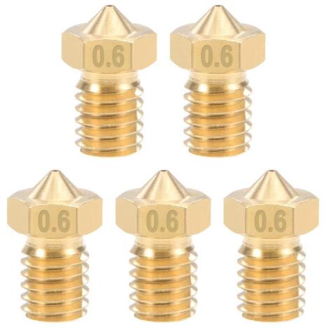 5pcs Buse d'imprimante 3D buse en laiton de 0,6 mm pour imprimante 3D à filament e3d V5 - V6 de 1,75 mm (1/4)