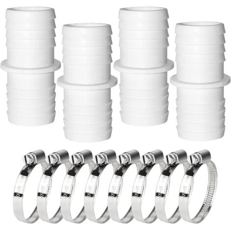 Lot de 4 raccords de tuyau de piscine de 38 mm à 38 mm - Avec 4 colliers de serrage en acier inoxydable (1/5)