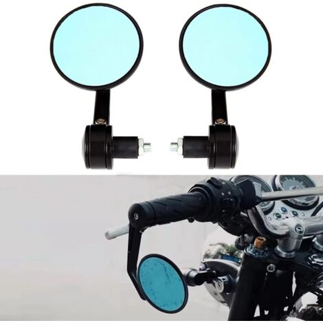 Soldes 7/8" 22mm Rétroviseur de Guidon de Moto, Rétroviseurs Latéraux Moto Compatible avec Z1000 Z750 MT03 MT09 FZ6 SV650 SV1000 CB1000R CBF125 Monster M696 821 Forme Ronde (1/5)