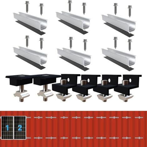 Kit de montage solaire pour toit en métal – Rails de 12 cm – Support réglable en aluminium – Pour panneaux d'épaisseur 30-35 mm (1/5)