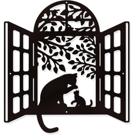 Décoration murale en métal chat – 27x26cm – Découpe laser imperméable – Pour intérieur moderne