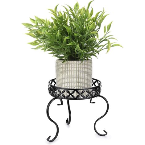 1 support de pot de fleurs en métal pour intérieur et extérieur, noir (plante non incluse) (1/5)