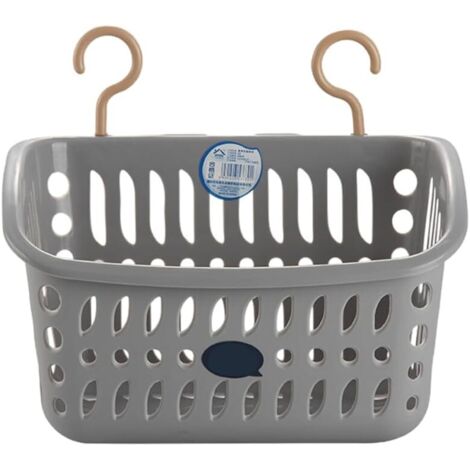 Panier de Rangement pour Salle de Bain en Plastique Panier Mural Suspendu Support pour Articles de Toilette de Place Facile à Installer Grand Panier 1 Pièce (1/5)