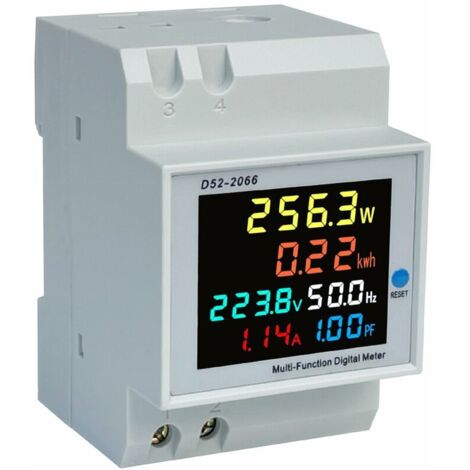 Nazalus-Vente chaude-Indicateur de consommation d'énergie D52-2066 Compteur de wattheure intelligent domestique monophasé Compteur de wattheure multifonction de type rail électrique Écran LCD AC40-300 (1/4)
