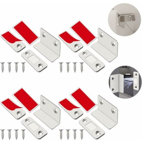 4 PCS Aimant Porte Placard en forme de L Aimant pour Fermeture Porte Loquet Magnetique Aimant Loquet Magnetique Porte de Acier Inoxydable Aimants (1/5)
