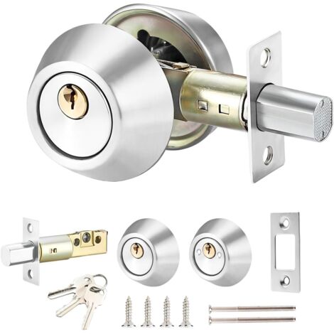 Serrure de sécurité cylindrique double verrouillage – Goupille en laiton – Acier inoxydable multicouches – 3 clés – Ouverture réglable 60/70mm (1/5)