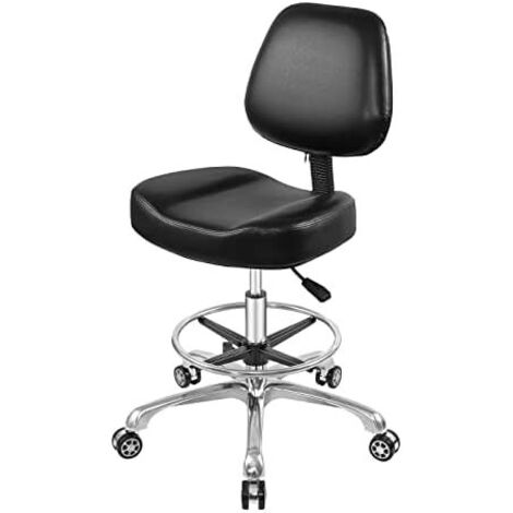 Tabouret roulant réglable très résistant avec roulettes pour bureau, maison, bureau, grande taille (1/5)