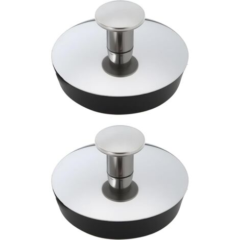 Lot de 2 bouchons de vidange en caoutchouc de petite taille 3,4 x 2,3 cm pour baignoire, lavabo, cuisine (1/5)