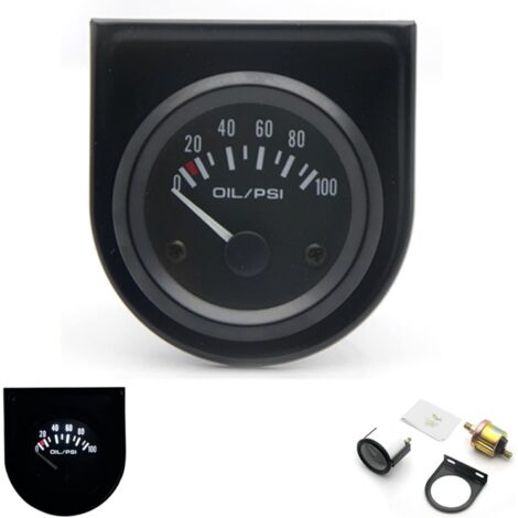 2in 100PSI Oil Pressure Gauge Kit, White Light Universal for 12V Car Truck (1/5)