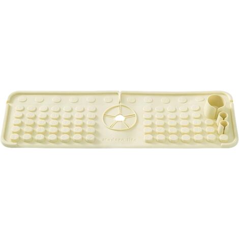 Crédence d'évier de cuisine, tapis de robinet d'évier, tapis de drainage, bac de récupération de poignée de robinet pour cuisine, salle de bain - beige (1/5)