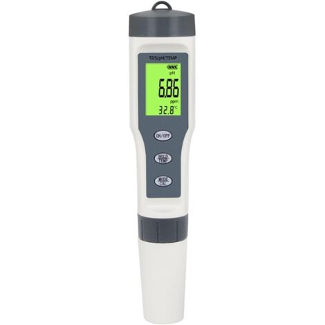 4-en-1 Testeur pH Mètre, pH Mètre numérique de qualité de l'eau pour Tester Le pH/TDS/EC/Température de Haute précision, Test pour Eau Potable, Maison, Piscine, Aquarium (1/5)