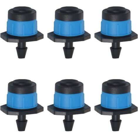 Lot de 6 goutteurs d'irrigation réglables 1/4 pouce 360 degrés à motif circulaire complet goutteur d'eau d'irrigation goutteur arroseur accessoires d'irrigation goutte à goutte de jardin (bleu) (1/5)