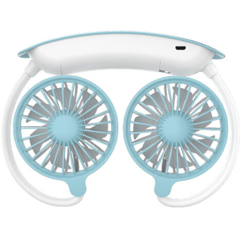 Ventilateur de Cou Portable, USB des Mains Rechargeables au Cou sans couage de Cou, 3 Vitesses, 1200mAh, 360 degrés Fit de Rotation Libre, Foffice/Accueil/d'extérieur/Voyage/Camping (1/5)
