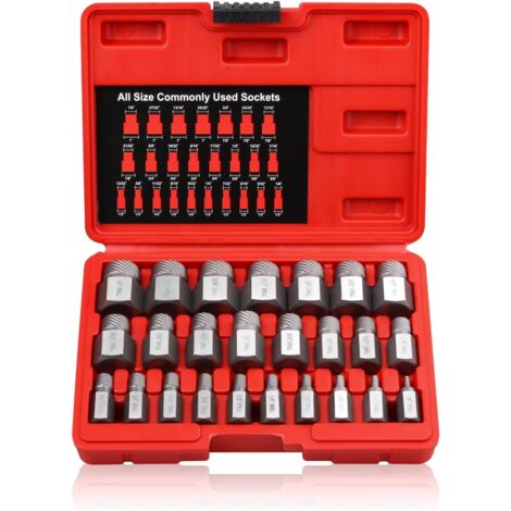 25Pcs Screw Extractor Set Hex Head Multi-Spline Easy Out Bolt Extractor Tool, Chrome Molybdenum Alloy Steel Heavy Duty Out Rounded Screw Remover, Cool Gadgets Gifts for Men (1/5)