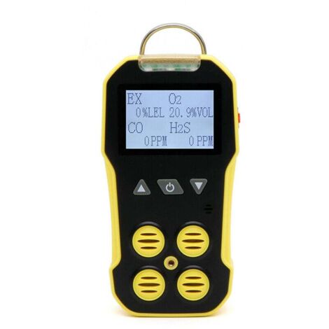 Détecteur de gaz 4 en 1 O2 H2S CO LIE – Écran LCD 2 pouces – Alarme sonore et lumineuse – Détection fuites gaz combustibles