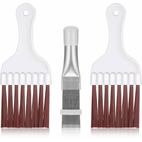 3 Pièces Brosse de Nettoyage pour Condenseur de Climatiseur, Nettoyeur d'Ailettes de Climatiseur en Acier Inoxydable, Brosse de Fouet de Nettoyage de Bobine de Réfrigérateur (1/5)
