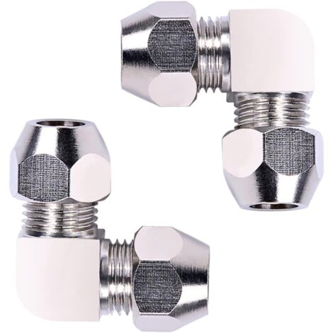 2 Pièces 6 MM Raccord de Tuyau à Virole de Compression, Argent Angle Droit Tuyau Pneumatique Raccord (1/5)