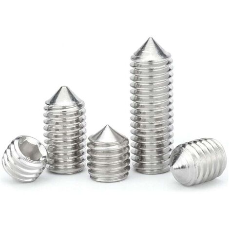 Vis Sans Tête Coniques M6 Vis Sans Tête Hexagonales en Acier Inoxydable Fixations Allen Vis Pointeau M6×20mm,20 pcs (1/5)