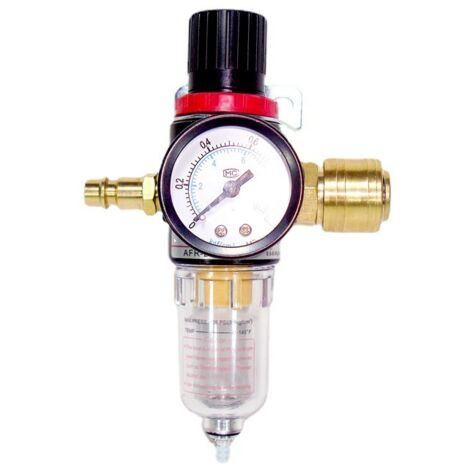 Détendeur d'air comprimé, filtre à air, régulateur de pression 1/4 BPS avec séparateur d'eau, raccords rapides (1/5)