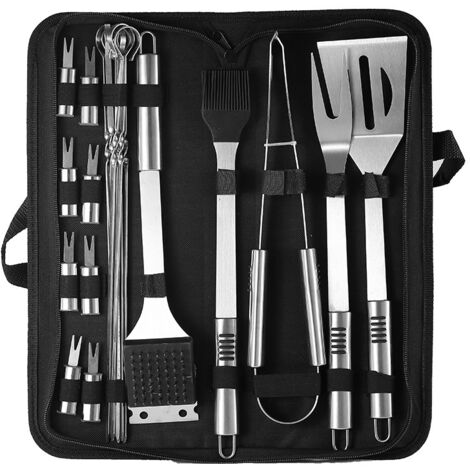 Ensemble de Gril en Acier Inoxydable 20PCS Outil de Combinaison de Barbecue Ensemble de Gril de Barbecue Domestique extérieur Ensemble de Gril pour la Cuisine en Plein air Camping Grilling (1/5)