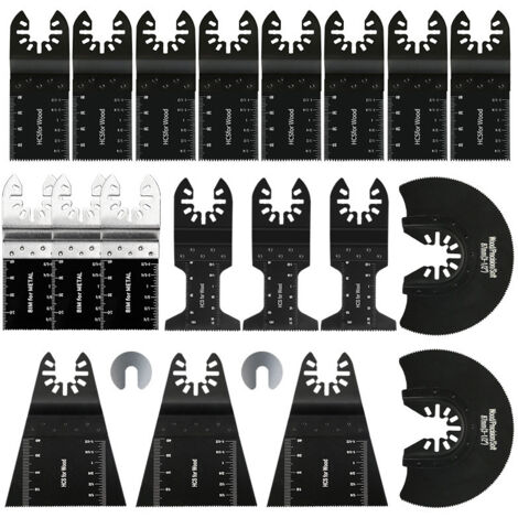 Lot de 22 Lame de Scie Oscillante, Lames Oscillantes en bois et métal pour Plastique, Bois, Métal, Fein Multimaster, Milwaukee, Black&Decker, Ryobi, Rockwell (1/5)