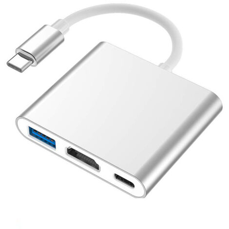 Adaptateur USB C avec Sortie HDMI 4K Port USB 3.0 et Port de Charge de Type C 100 W, Adaptateur multiport AV numérique pour MacBook Pro/Air, iPad Pro (1/5)