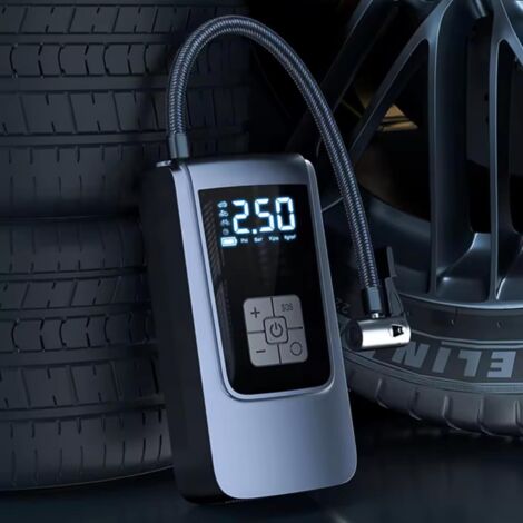 Compresseur d'air portable de gonflateur de pneus - Compresseur d'air 150PSI avec manomètre de pneus, écran LED de pompe électrique de gonflateur de pneus rechargeable 2000mAh avec ensemble de buses p (1/5)