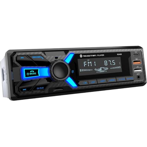 RDS Autoradio Bluetooth 5.0, Poste Radio Voiture Bluetooth Port de Chargement de Type C, FM/AM Autoradio 1Din,4x65W Autoradio Supporte Main Libre /2 USB/AUX/SD/TF/MP3 Player (1/5)
