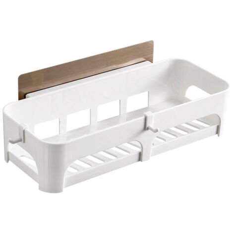 Étagère De Douche Sans Perçage Murale Panier De Rangement Pour Salle De Bain Support Organisateur De Douche Blanc (1/5)