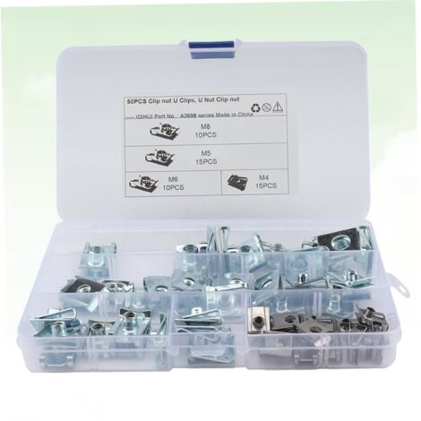 50 Pièces spire u clip intérieur du panneau de porte du tableau de bord roses de clips de fixation clip de fixation kit de décoration de gâteau trousse U écrou de fixation m8