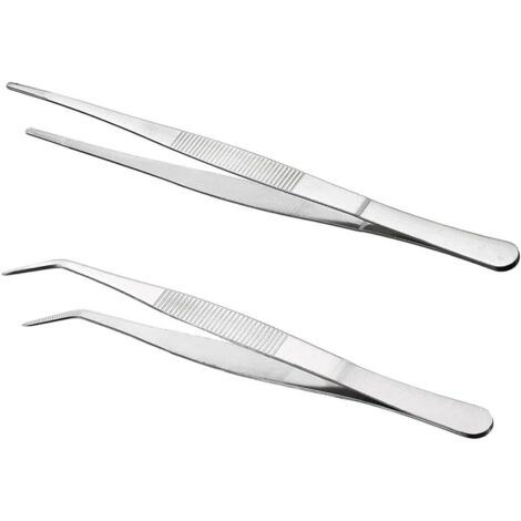 2 Paires Pince de Precision,Pince Brucelle,Pince Droite en Aacier Inoxydable,Pince à émousser incurvée 20 cm en Acier Inoxydable Professionnel Antidérapant,Longue Pince Droite (1/5)