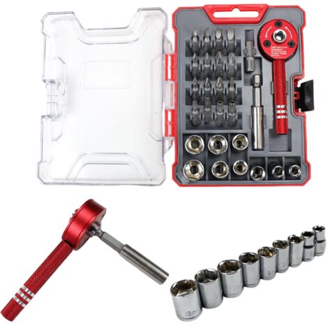 28pcs Ensemble de tournevis à clé à cliquet en alliage d'aluminium, outil combiné de réparation de démontage (1/5)