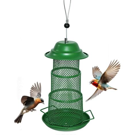 Mangeoires d’oiseaux en métal pour l’extérieur, mangeoires d’oiseaux sauvages pour accrocher à l’extérieur, mangeoires d’oiseaux de grande capacité pour l’extérieur (1/5)
