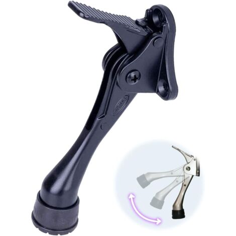 Butée de porte One Touch Kickdown, support de porte, butée de porte robuste, bas de porte, embouts en caoutchouc réglables en hauteur (noir 4 pouces x 1 paquet) (1/5)